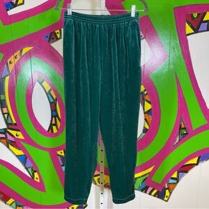Diane Von Furstenberg, Teal Velvety Elastic Waist Pants. Size Medium.